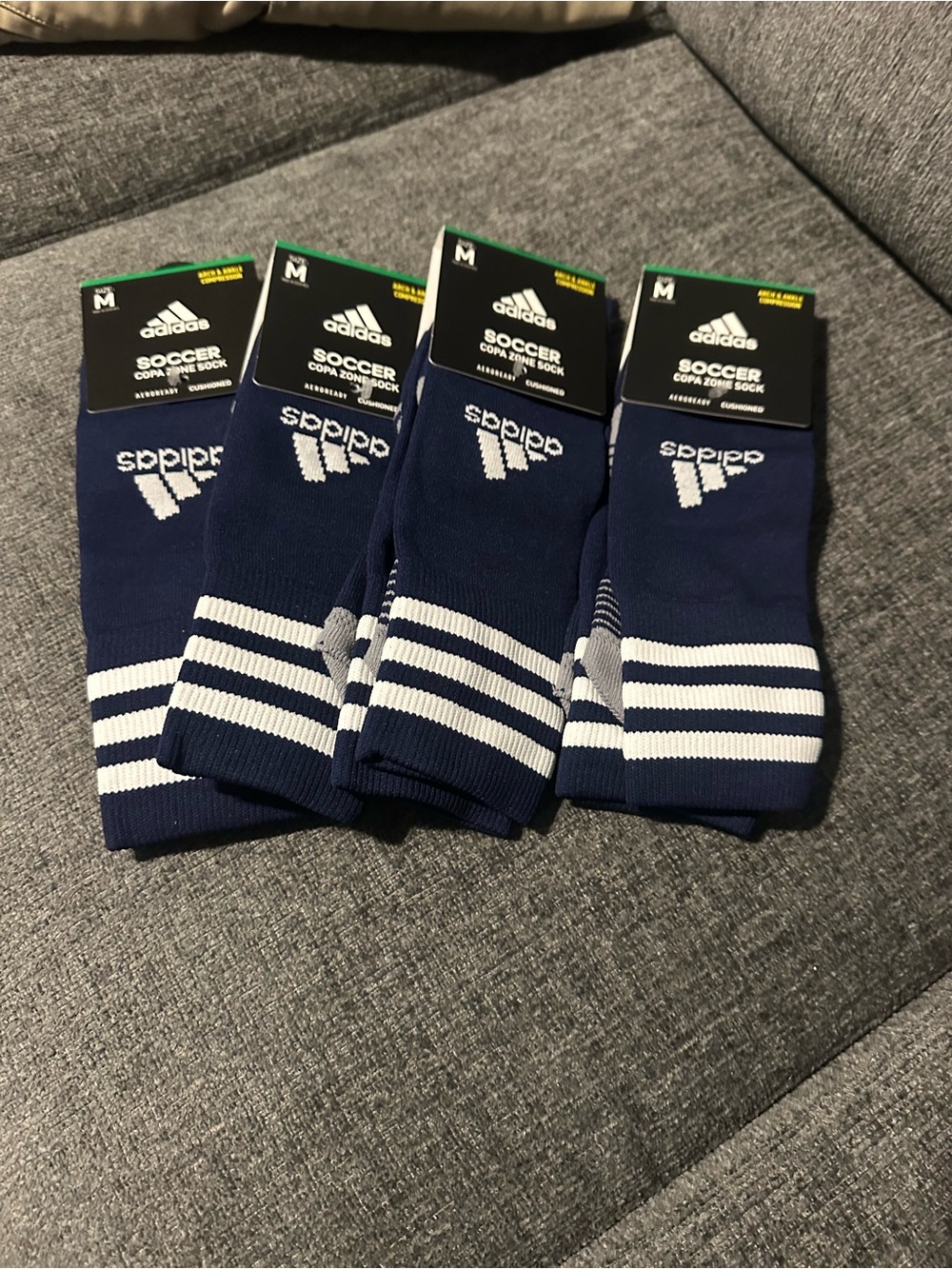 adidas Navy and Gray Soccer Crew Socks - 4 Pack